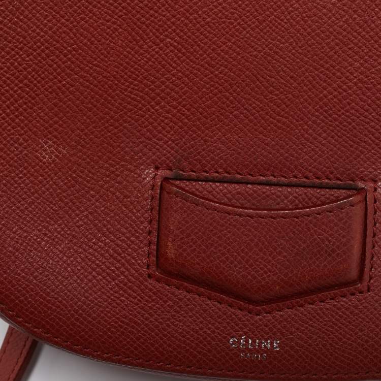 Pre Owned Celine Brick Brown Leather Small Trotteur Crossbody Bag