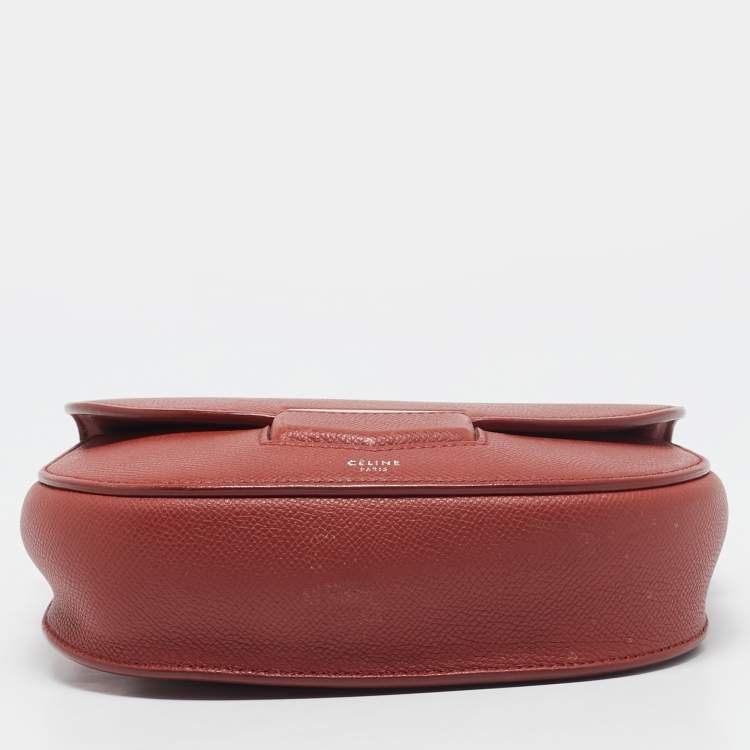 Pre Owned Celine Brick Brown Leather Small Trotteur Crossbody Bag