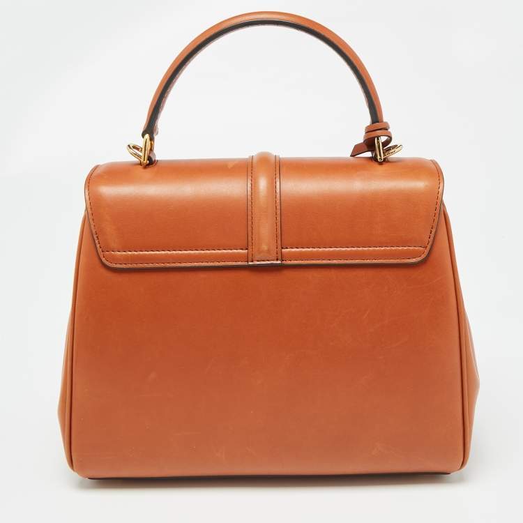 Pre Owned Celine Brown Leather Small 16 Top Handle Bag