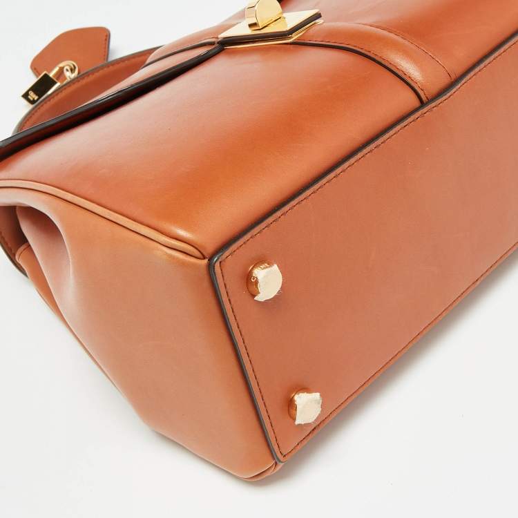 Pre Owned Celine Brown Leather Small 16 Top Handle Bag