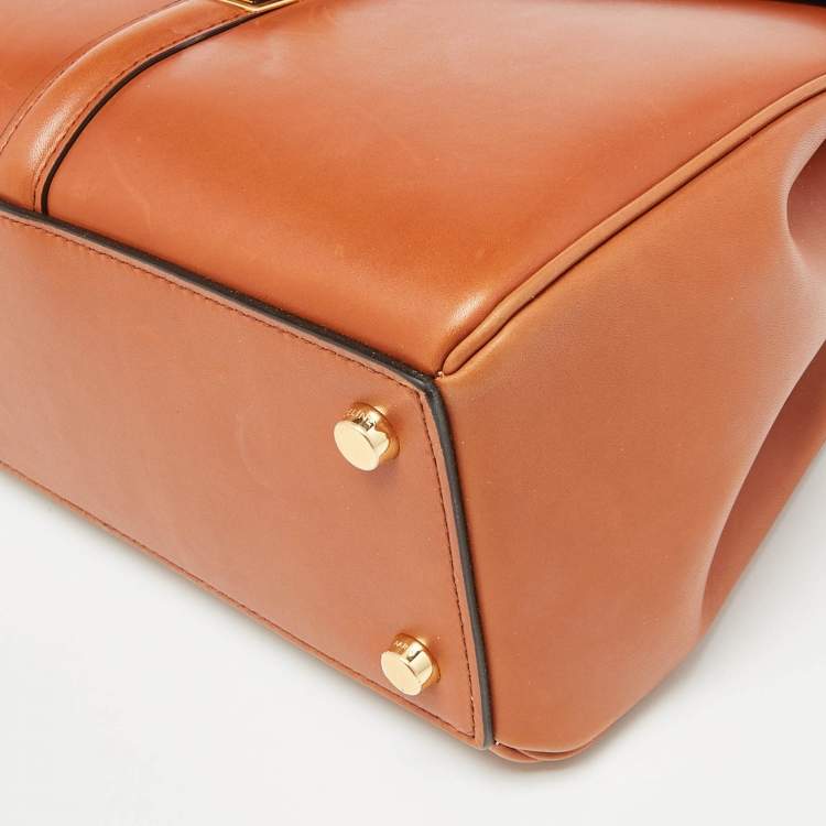 Pre Owned Celine Brown Leather Small 16 Top Handle Bag