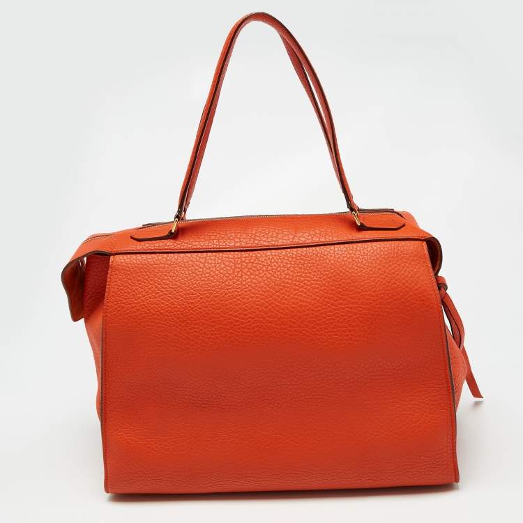 مملوكة مسبقًا Celine Orange Leather Medium Ring Tote