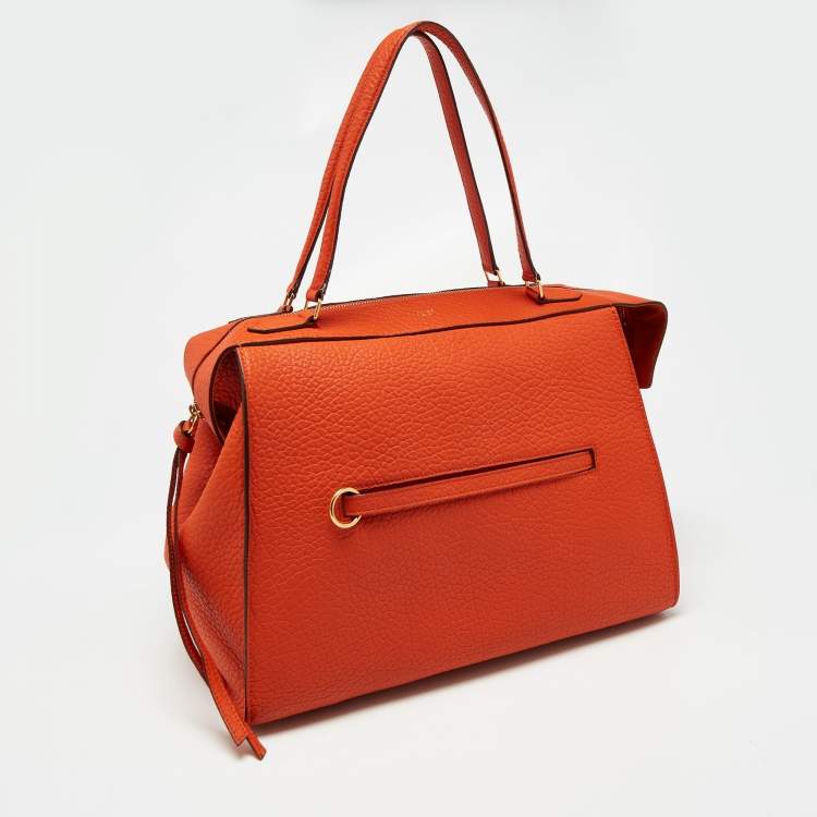 مملوكة مسبقًا Celine Orange Leather Medium Ring Tote
