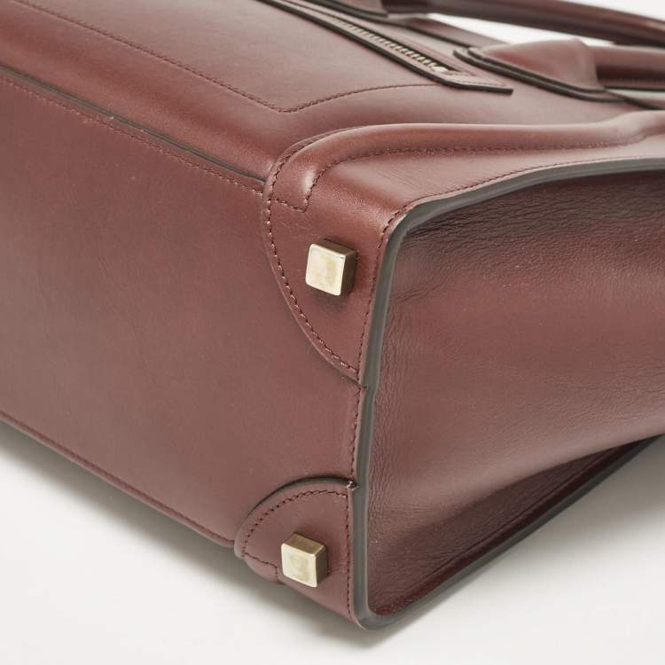 Pre Owned Celine Brown Leather Micro Luggage Tote