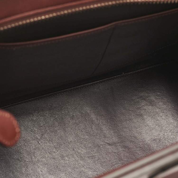 Pre Owned Celine Brown Leather Micro Luggage Tote