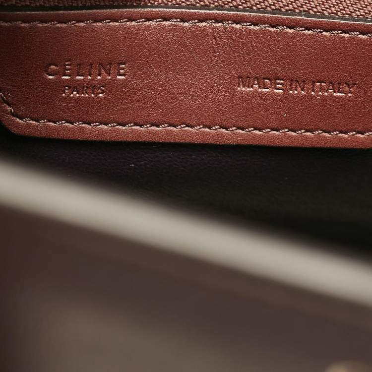 Pre Owned Celine Brown Leather Micro Luggage Tote