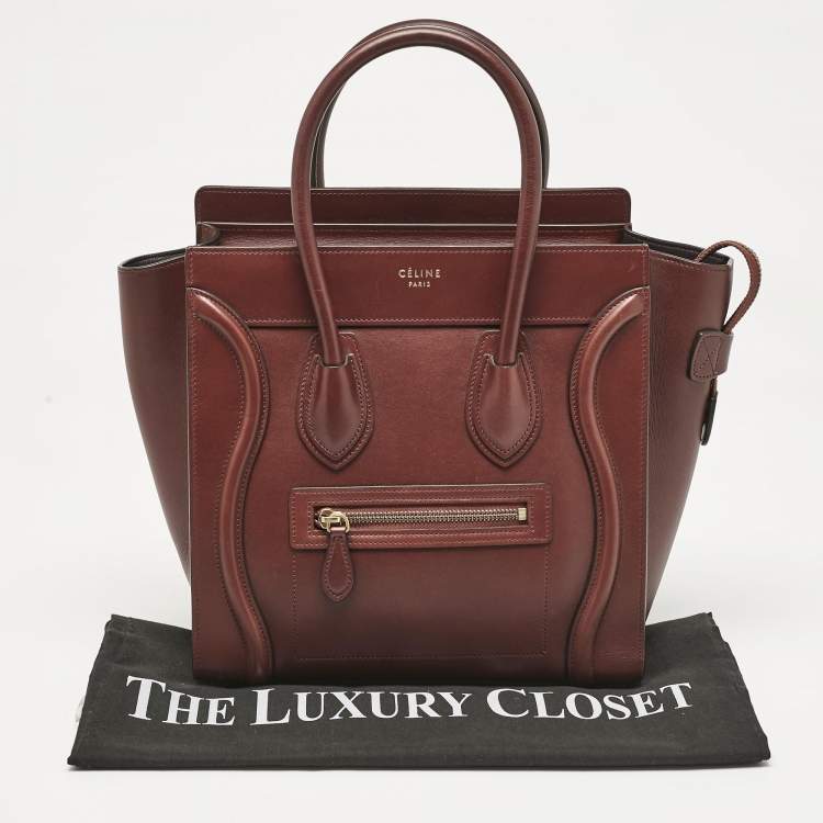 Pre Owned Celine Brown Leather Micro Luggage Tote