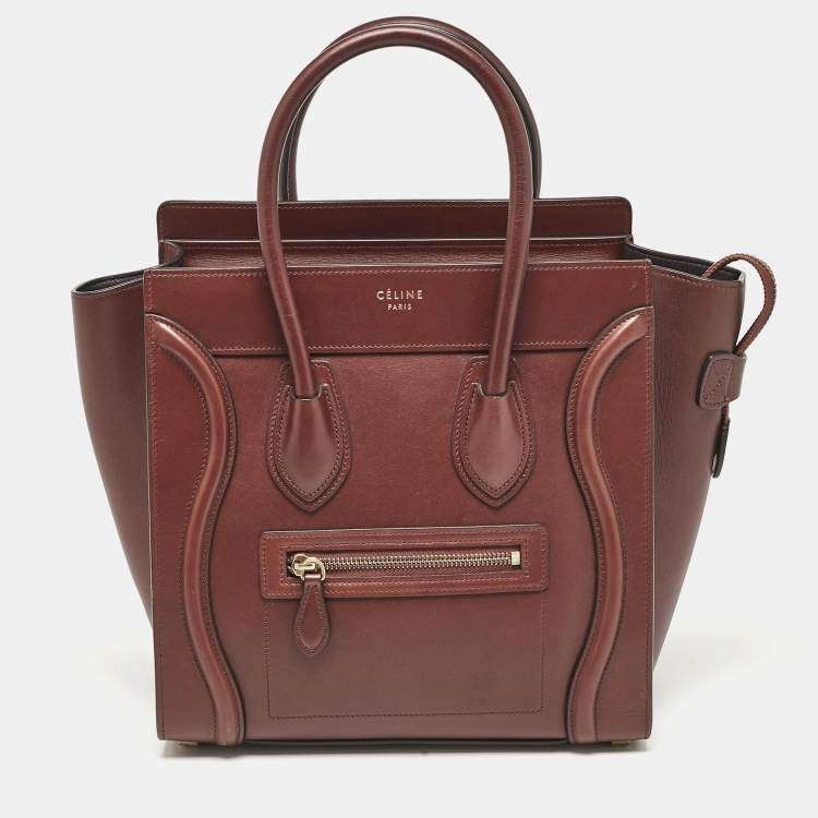 Pre Owned Celine Brown Leather Micro Luggage Tote