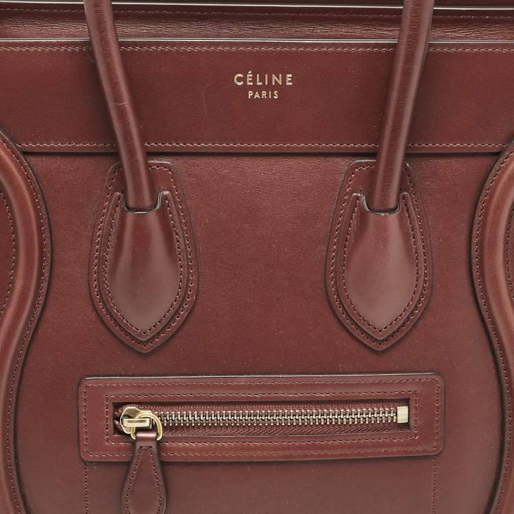 Pre Owned Celine Brown Leather Micro Luggage Tote