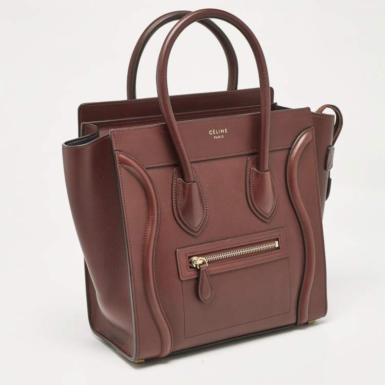 Pre Owned Celine Brown Leather Micro Luggage Tote