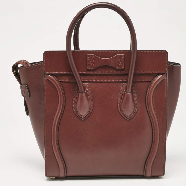 Pre Owned Celine Brown Leather Micro Luggage Tote