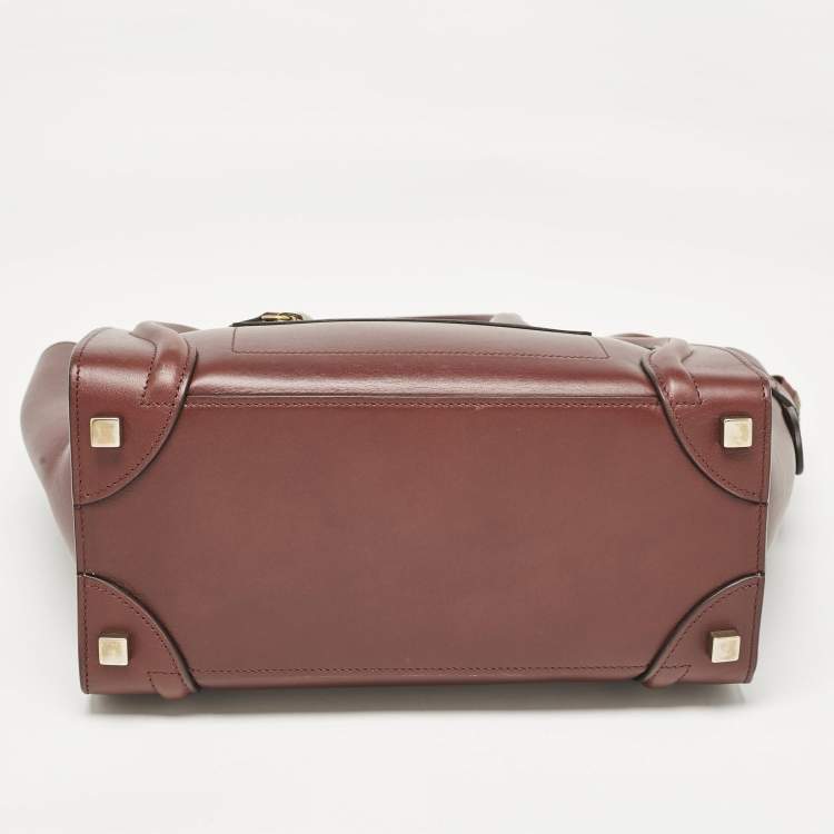 Pre Owned Celine Brown Leather Micro Luggage Tote
