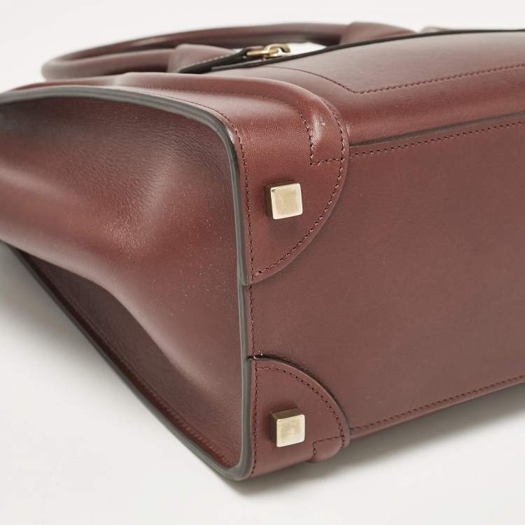 Pre Owned Celine Brown Leather Micro Luggage Tote