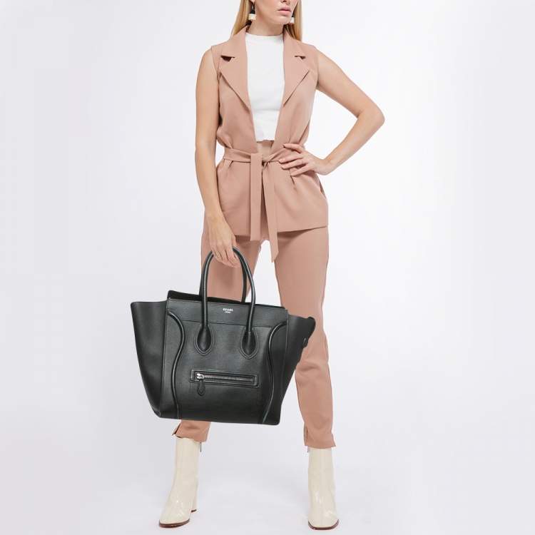 Pre Owned Celine Black Leather Mini Luggage Tote