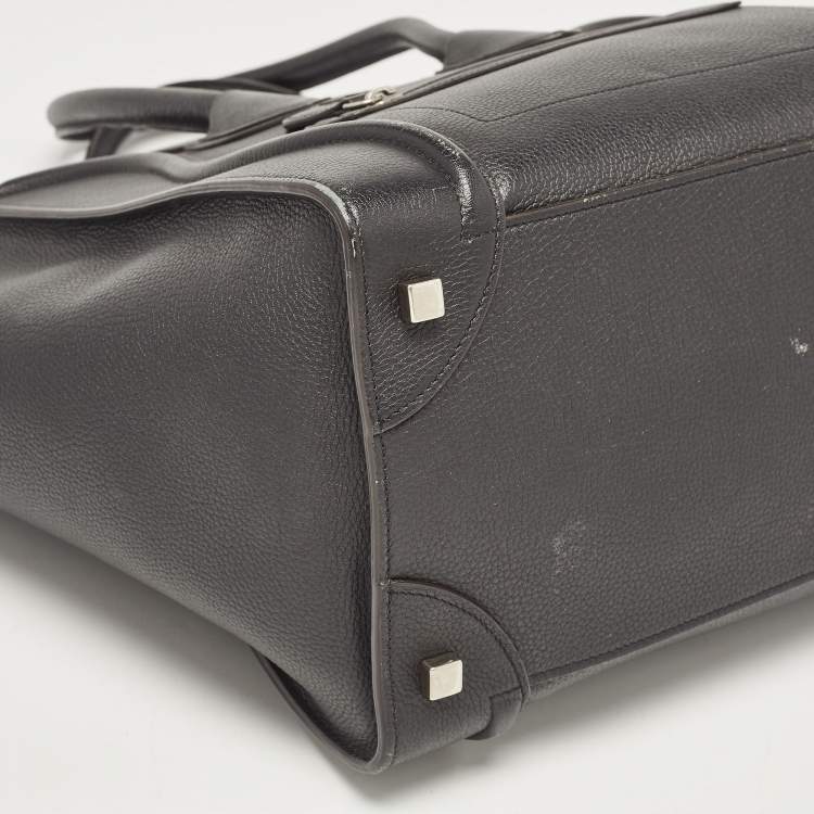 Pre Owned Celine Black Leather Mini Luggage Tote