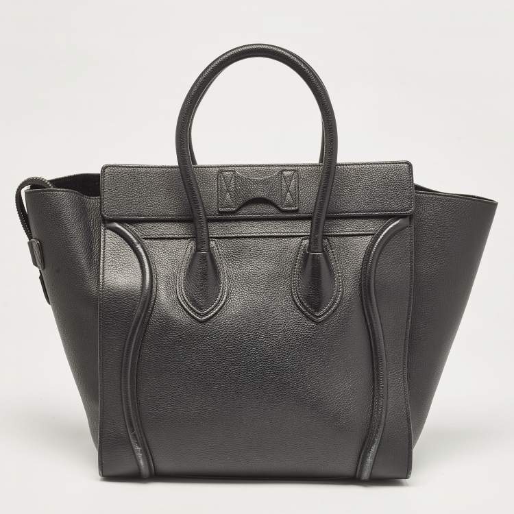 Pre Owned Celine Black Leather Mini Luggage Tote