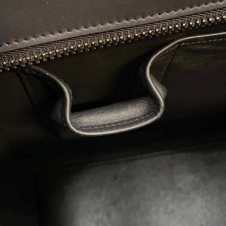 Pre Owned Celine Black/White/Yellow Luggage Shopper Leather Suede Bag