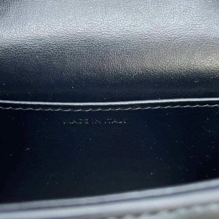 Pre Owned Celine Black Shiny Calf Leather Triomphe Mini Claude Shoulder Bag
