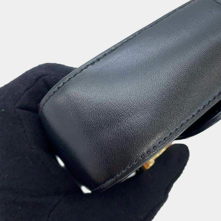 Pre Owned Celine Black Shiny Calf Leather Triomphe Mini Claude Shoulder Bag