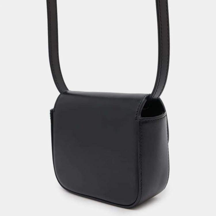 Pre Owned Celine Black Shiny Calf Leather Triomphe Mini Claude Shoulder Bag