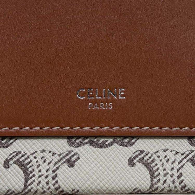 Pre Owned Celine Tan/Ecru PVC Coated Canvas Triomphe Shoulder Bag