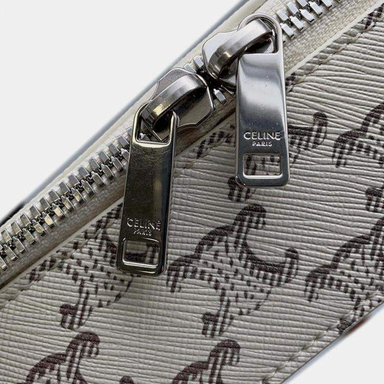 Pre Owned Celine Tan/Ecru PVC Coated Canvas Triomphe Shoulder Bag