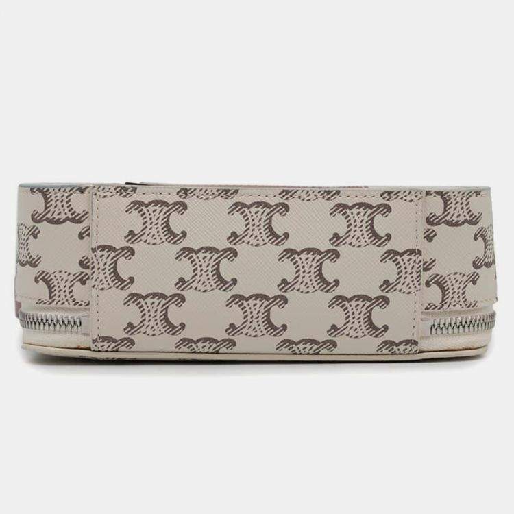 Pre Owned Celine Tan/Ecru PVC Coated Canvas Triomphe Shoulder Bag