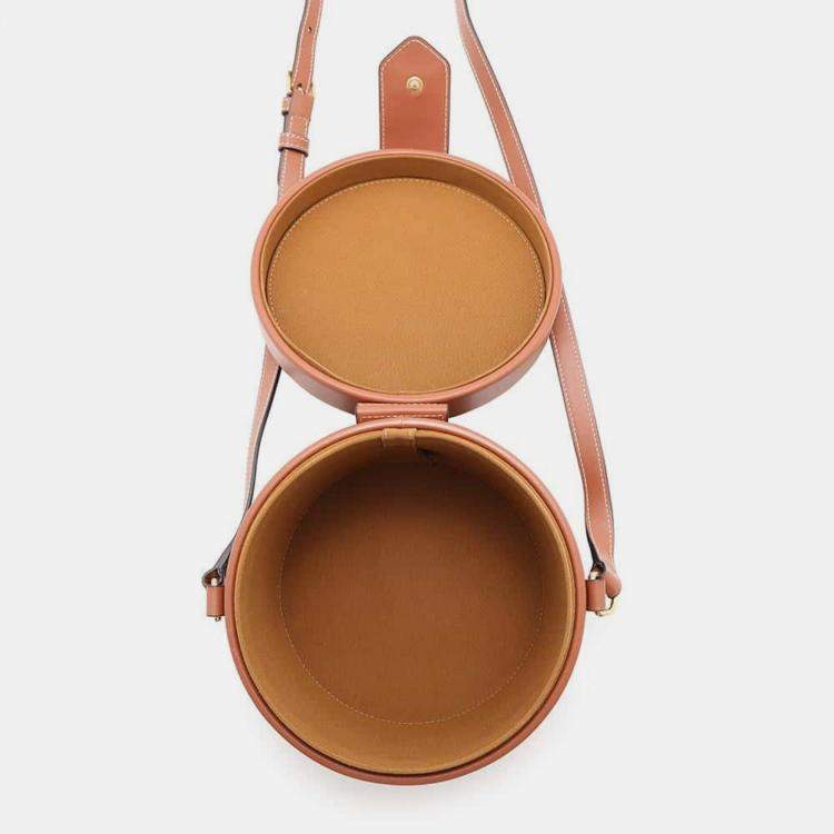 Pre Owned Celine Brown Leather Triomphe Tambour Vanity Shoulder Bag
