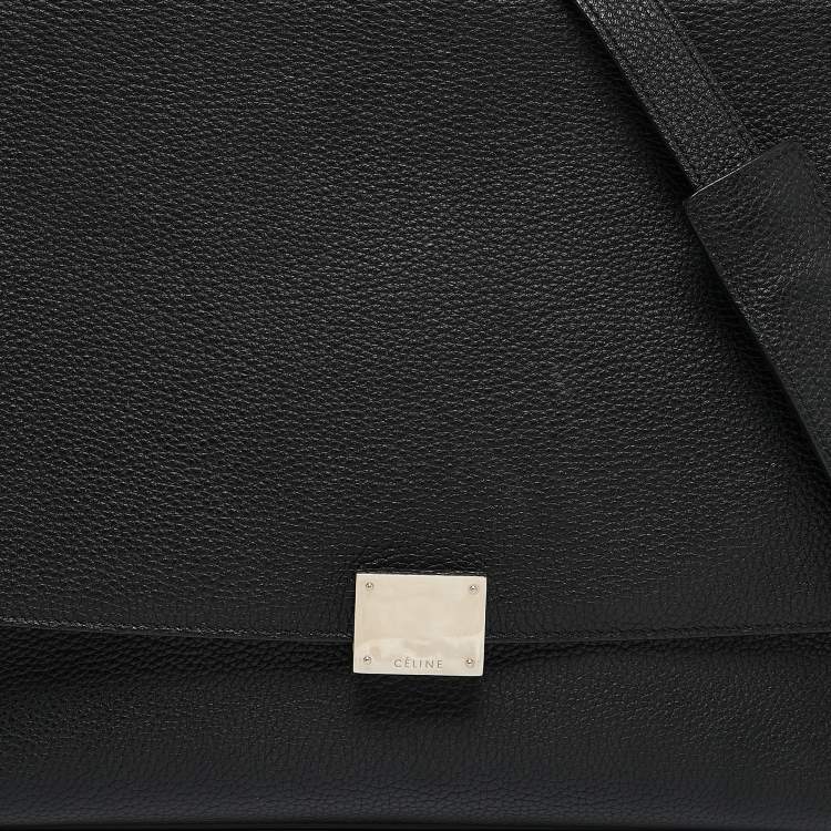 Pre Owned Celine Black Leather and Suede Medium Trapeze Top Handle Bag