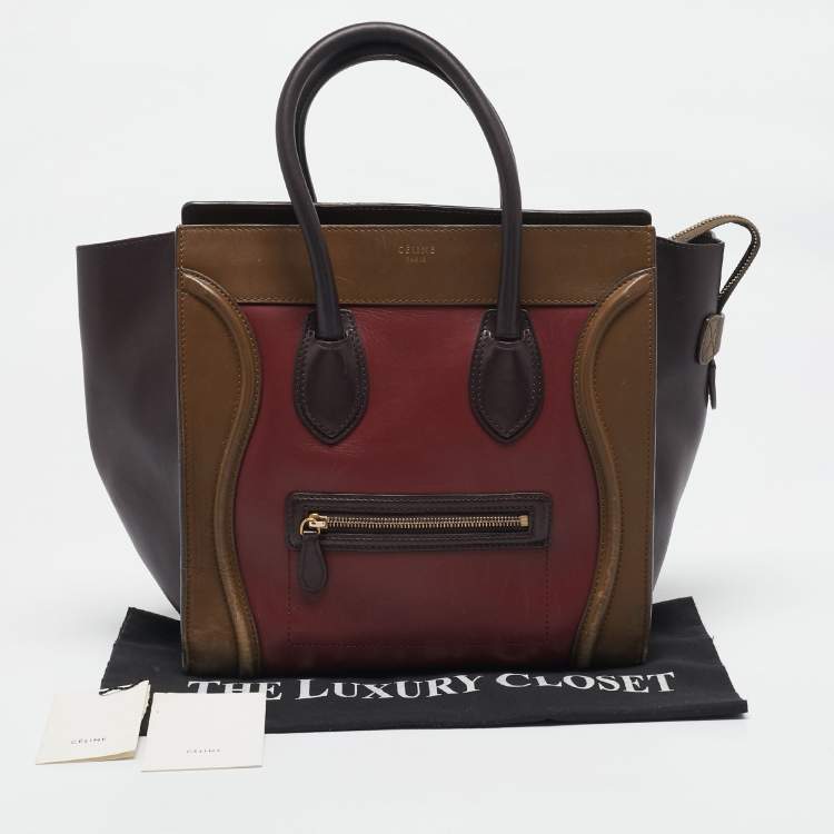 Pre Owned Celine Tricolor Leather Mini Luggage Tote