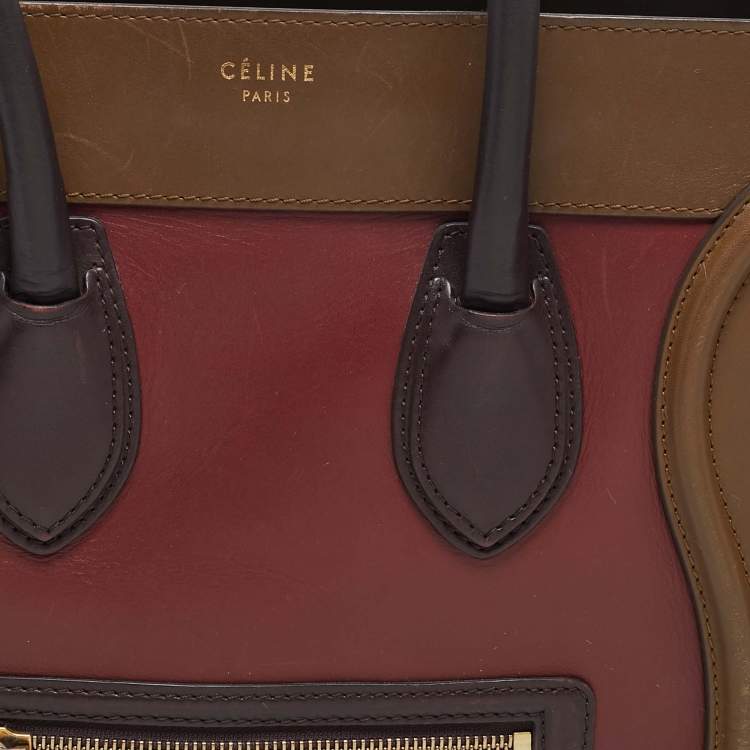 Pre Owned Celine Tricolor Leather Mini Luggage Tote