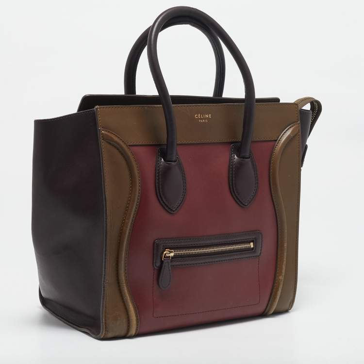 Pre Owned Celine Tricolor Leather Mini Luggage Tote