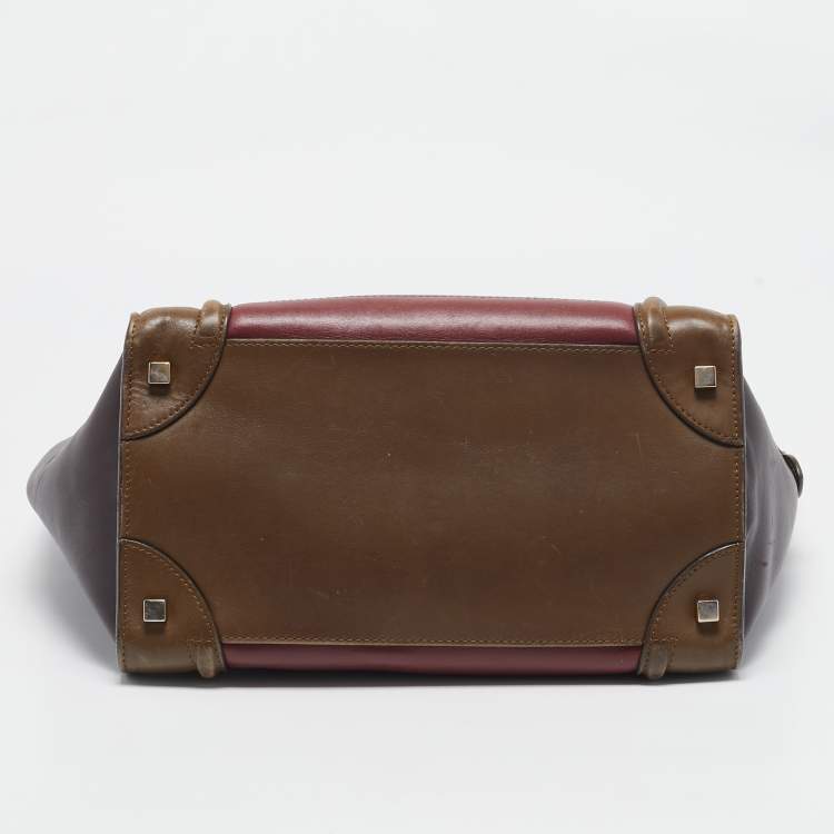 Pre Owned Celine Tricolor Leather Mini Luggage Tote