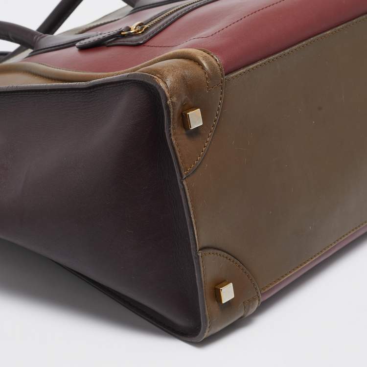 Pre Owned Celine Tricolor Leather Mini Luggage Tote