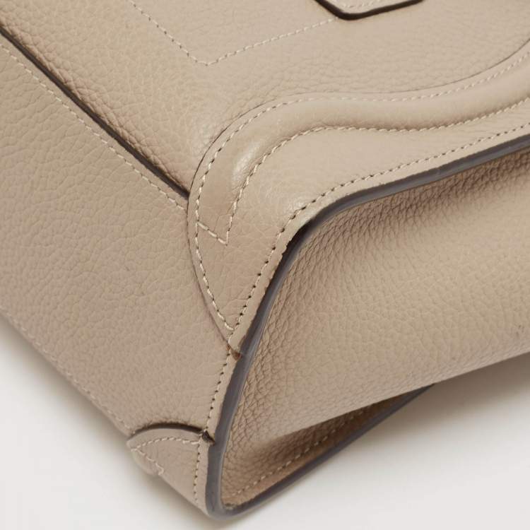 Pre Owned Celine Beige Leather Micro Luggage Tote