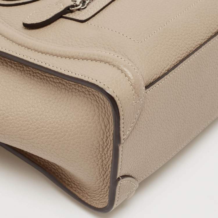 Pre Owned Celine Beige Leather Micro Luggage Tote