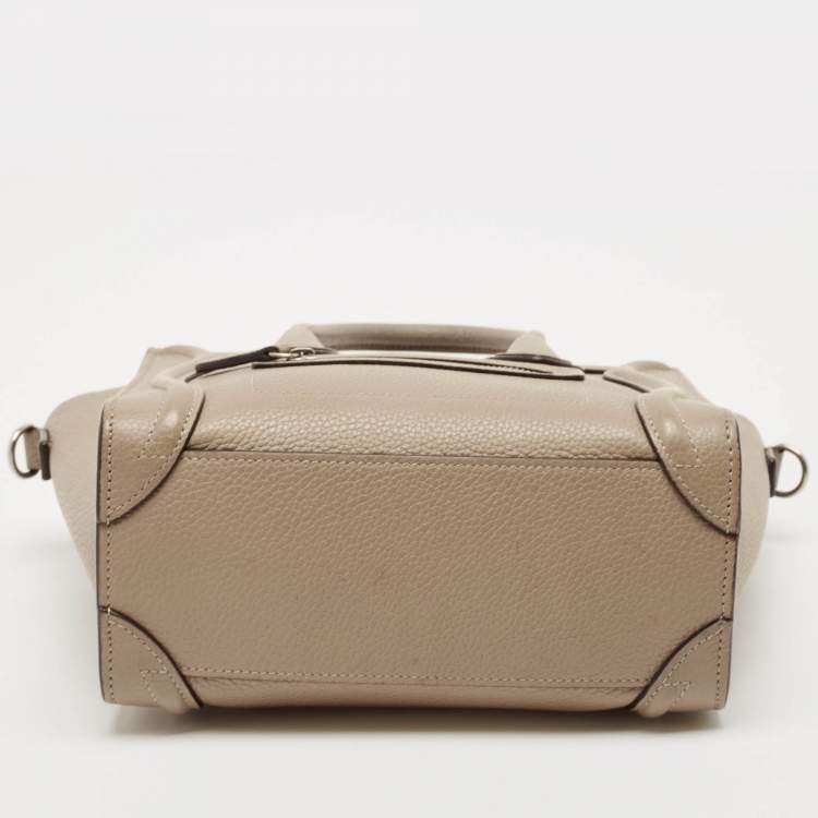 Pre Owned Celine Beige Leather Micro Luggage Tote