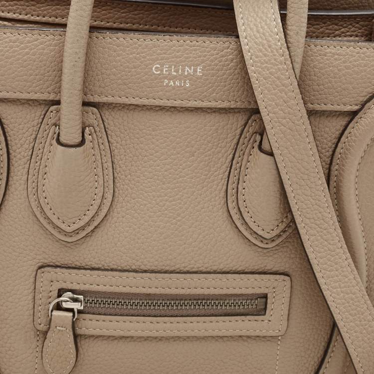 Pre Owned Celine Beige Leather Micro Luggage Tote