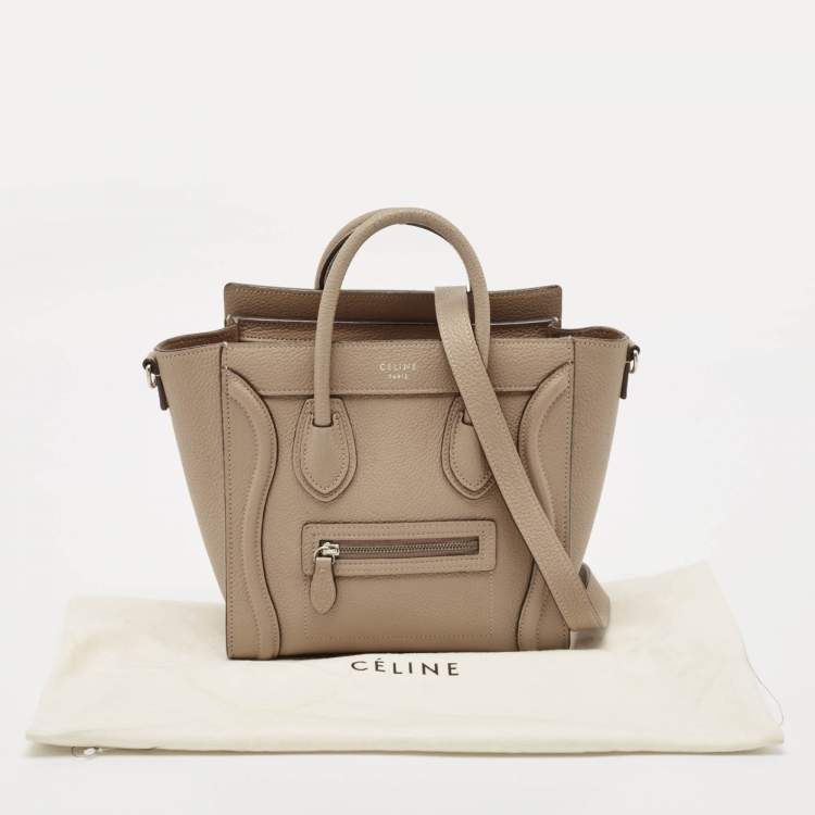 Pre Owned Celine Beige Leather Micro Luggage Tote