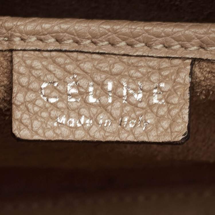 Pre Owned Celine Beige Leather Micro Luggage Tote
