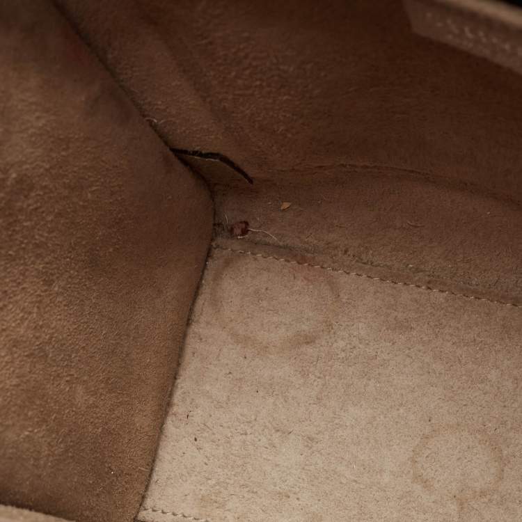 Pre Owned Celine Beige Leather Micro Luggage Tote