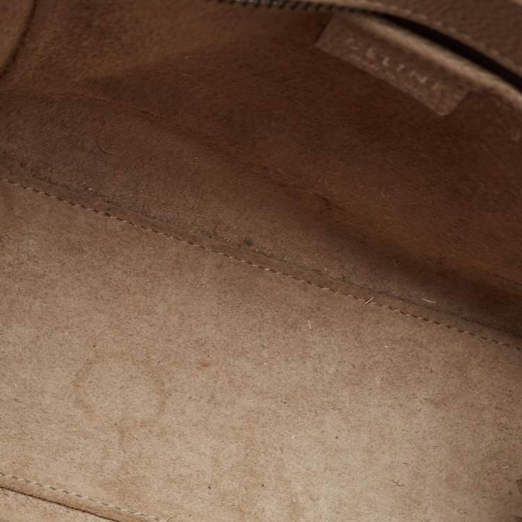 Pre Owned Celine Beige Leather Micro Luggage Tote
