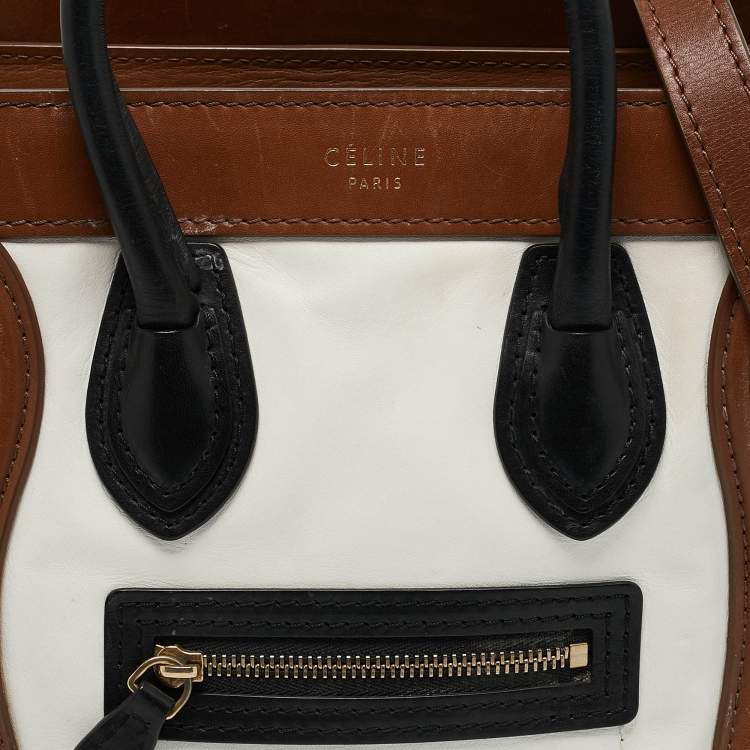Pre Owned Celine Tricolor Leather Nano Luggage Tote