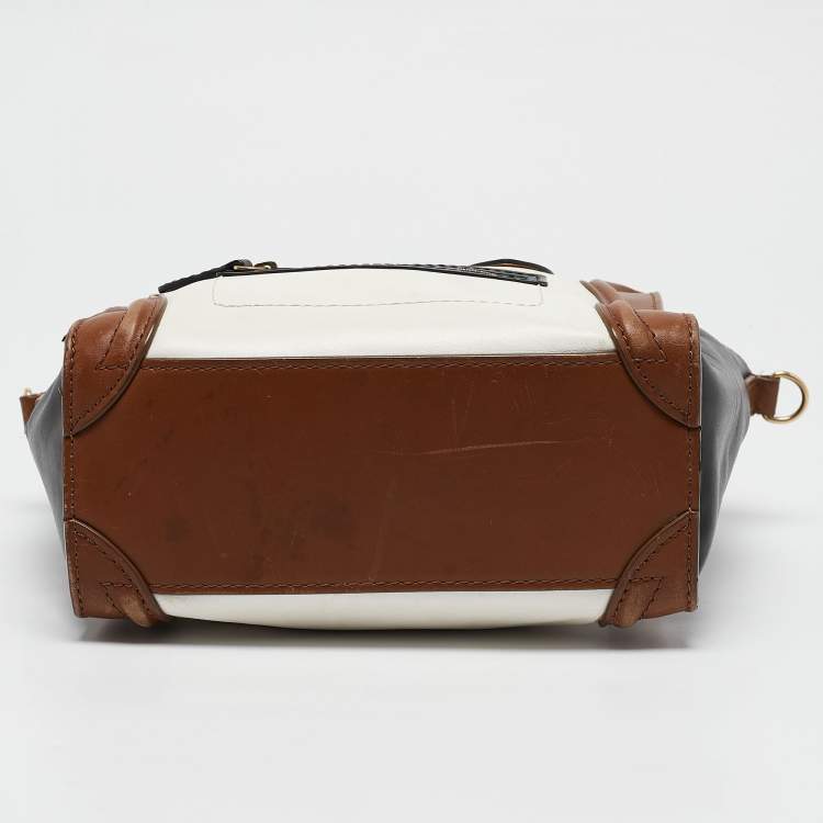 Pre Owned Celine Tricolor Leather Nano Luggage Tote