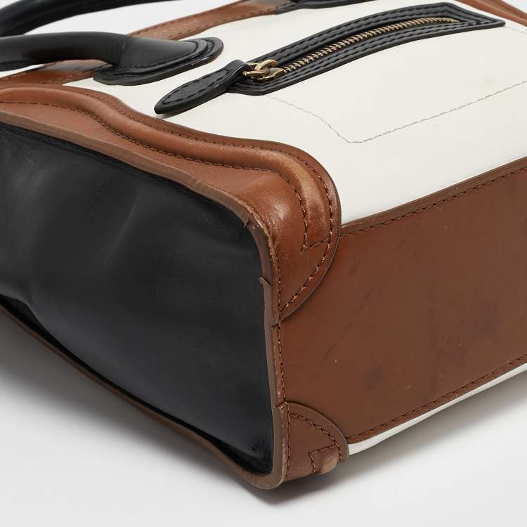 Pre Owned Celine Tricolor Leather Nano Luggage Tote