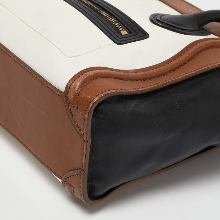Pre Owned Celine Tricolor Leather Nano Luggage Tote