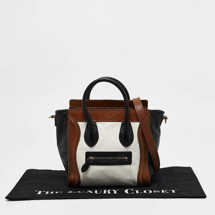 Pre Owned Celine Tricolor Leather Nano Luggage Tote