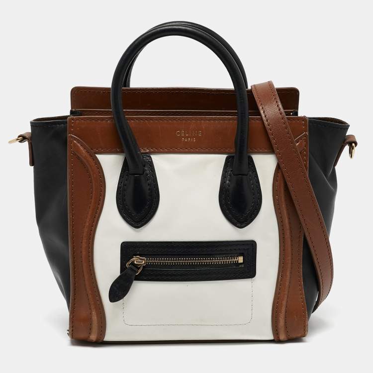 Pre Owned Celine Tricolor Leather Nano Luggage Tote