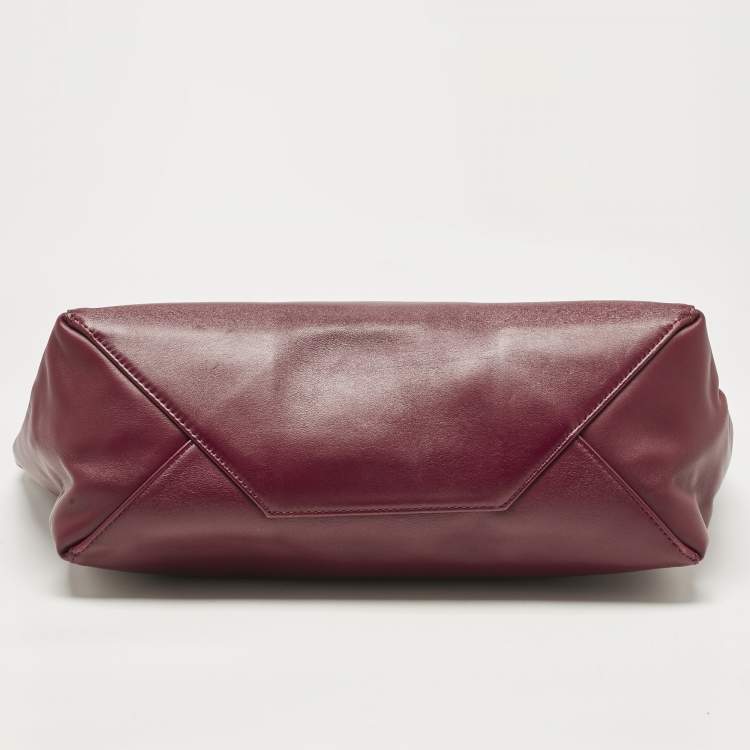 مملوكة مسبقًا Celine Burgundy Leather Cabas Fold Over Clutch