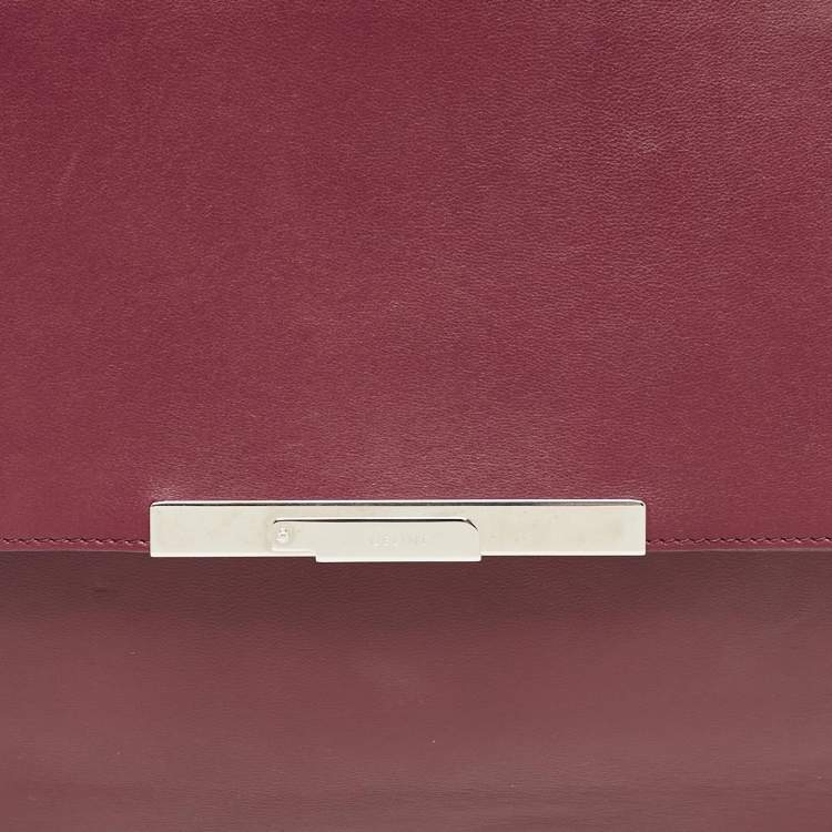 مملوكة مسبقًا Celine Burgundy Leather Cabas Fold Over Clutch